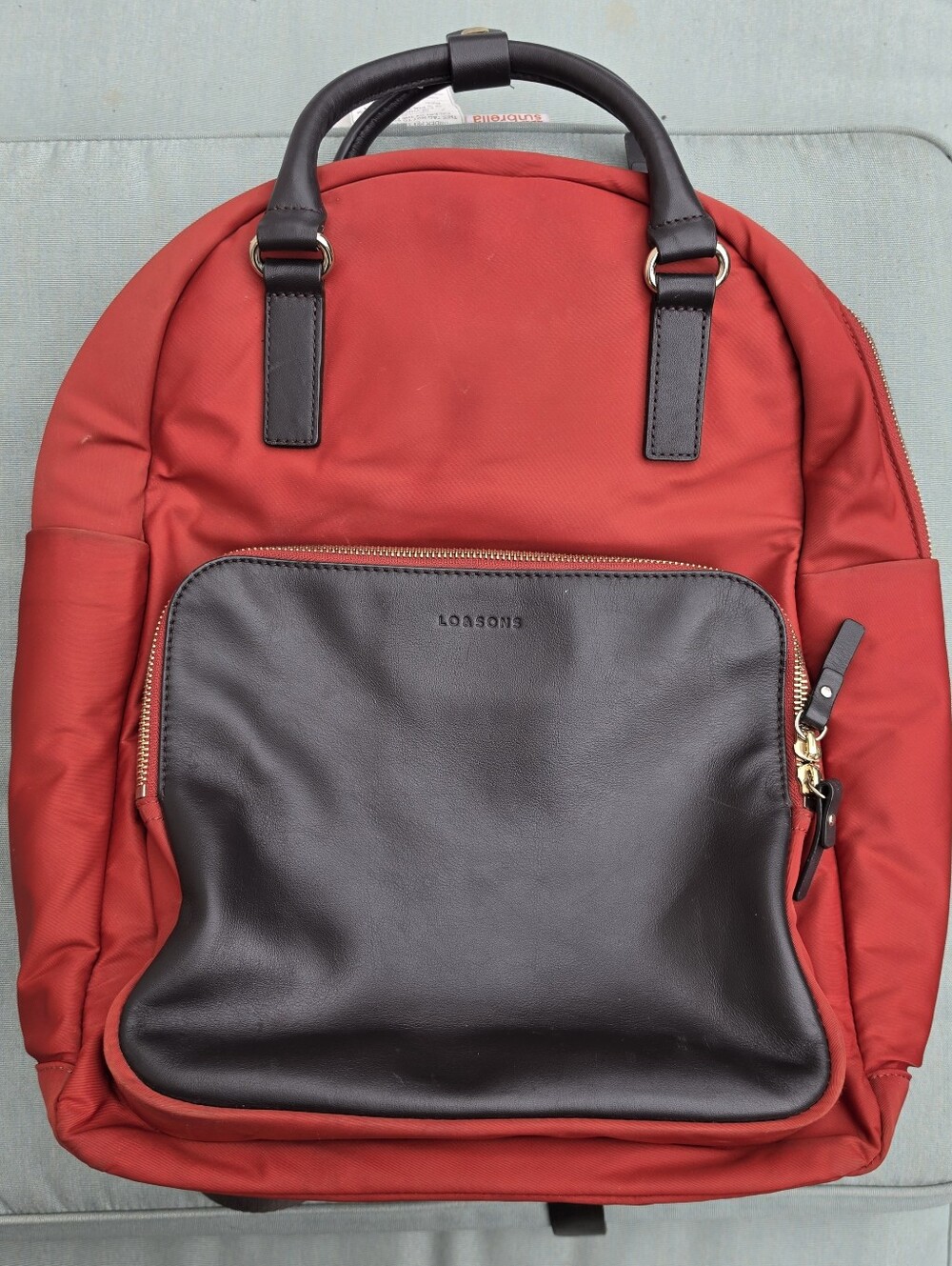 Lo & Sons Rowledge Backpack Red Nylon  With Black Leather